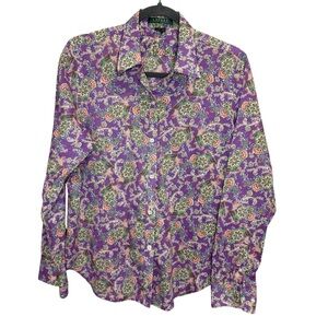 Lauren Ralph Lauren women's purple paisley button down size large